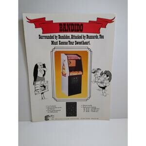 Bandido Video Arcade Game Promo AD Artwork 1980 Exidy Retro Gaming Advertising